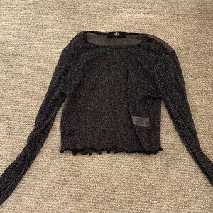 Sparkly Mesh Cropped Shirt